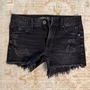 American Eagle Outfitters Black Distressed Jean Shorts